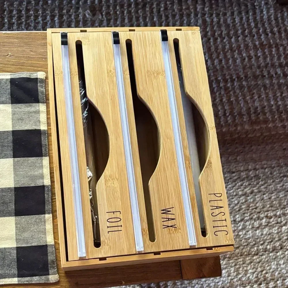 Rae Dunn like Bamboo Kitchen Wrap Organizer